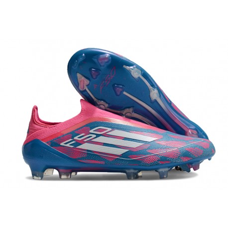 Tacos de Futbol adidas F50 Elite Laceless FG Solar Azul Ftwr Blanco Solar Rosa