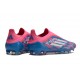 Tacos de Futbol adidas F50 Elite Laceless FG Solar Azul Ftwr Blanco Solar Rosa