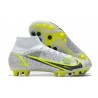 Nike Mercurial Superfly 8 Elite AG Blanco Negro Metálico Plateado