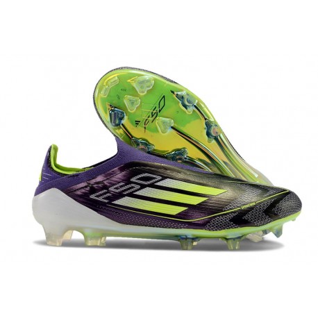 Tacos de Futbol adidas F50 Elite Laceless FG Morado Unity Blanco Limón Lúcido