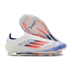 Tacos de Futbol adidas F50 Elite Laceless FG Ftwr Blanco Azul Lúcido Rojo