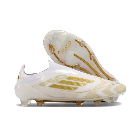 Tacos de Futbol adidas F50 Elite Laceless FG Ftwr Blanco Azul Lúcido Rojo