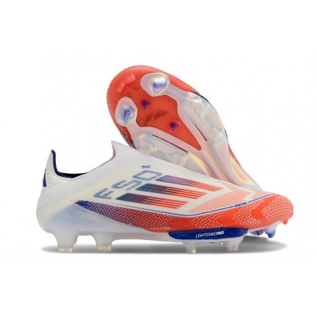 adidas F50+ Elite Sin Cordones FG Ftwr Blanco Azul Lúcido Rojo