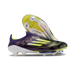 adidas F50+ Elite Sin Cordones FG Morado Unity Blanco Limón Lúcido