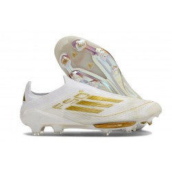 adidas F50+ Elite Sin Cordones FG Ftwr Blanco Dorado Met